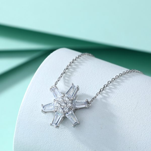 Women's S925 Sterling Silver Zircon Star Pendant Necklace - Crystal Six-Pointed Star - Image 2