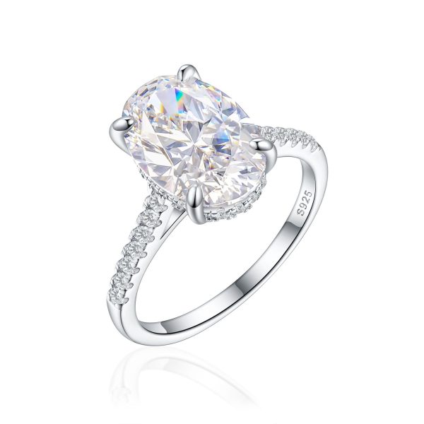 Women's S925 Sterling Silver 5.5ct Carat Egg-Shaped Ice Flower Princess Cut Zircon Ring - Image 2