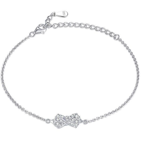 Women's S925 Sterling Silver Bow Bracelet - Elegant and Feminine