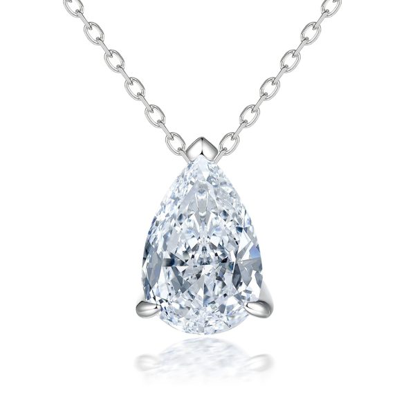Elegant Women's S925 Sterling Silver Teardrop Necklace with Pear-Shaped Zircon Pendant