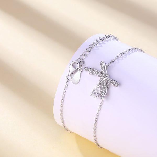 Women's S925 Sterling Silver Teardrop Bow Bracelet - Classic Charm - Image 3